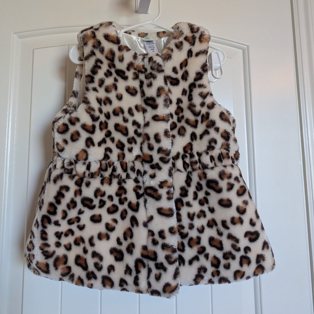 Little Me Faux Fur Leopard Print Vest, Size 4T